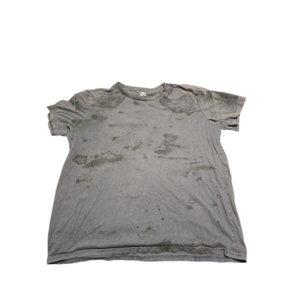 Rock & Republic Mens T-Shirt Charcoal Gray Oil Stain Distressed Streetwear XL